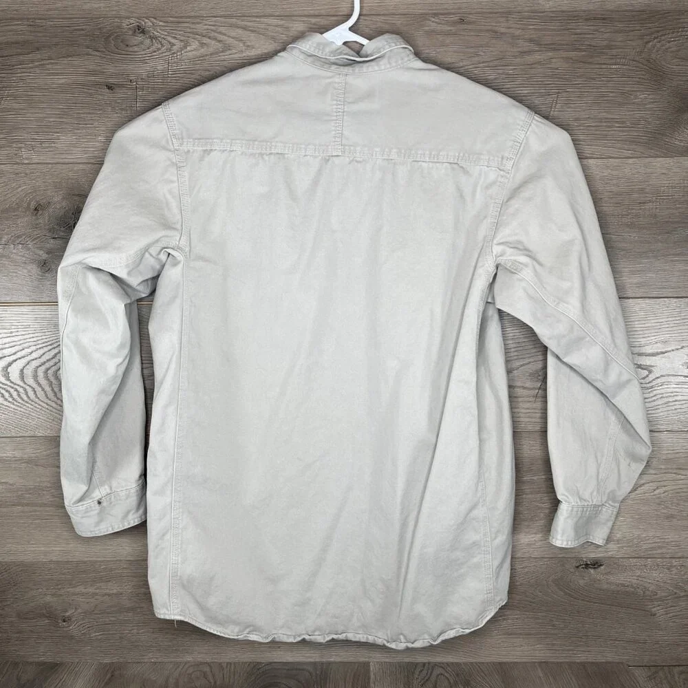 Wrangler Riggs Workwear Button Down Shirt Mens Lg Button Up Pocket Taupe Khaki - Picture 7 of 11